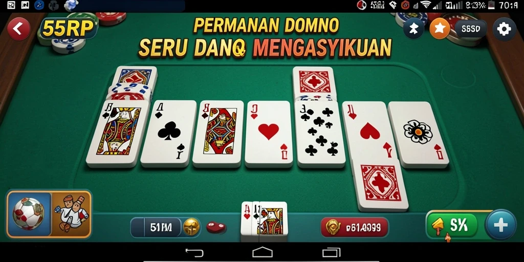 Tampilan gameplay seru dari 55RP yang menghadirkan domino klasik.