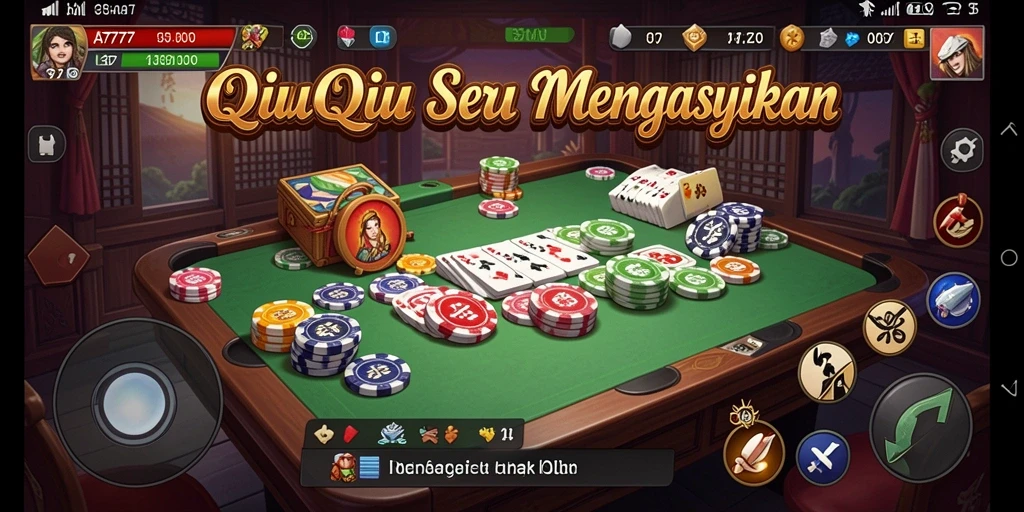 Tampilan gameplay seru di A7777 dengan kartu QiuQiu.
