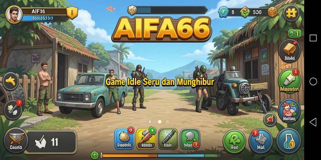 Screenshot gameplay AIFA66 yang menunjukkan karakter dan fitur unik.