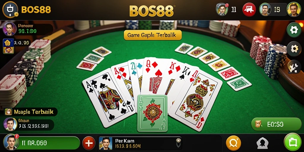 Tampilan gameplay BOS88 yang menarik dan interaktif dalam bermain Gaple.