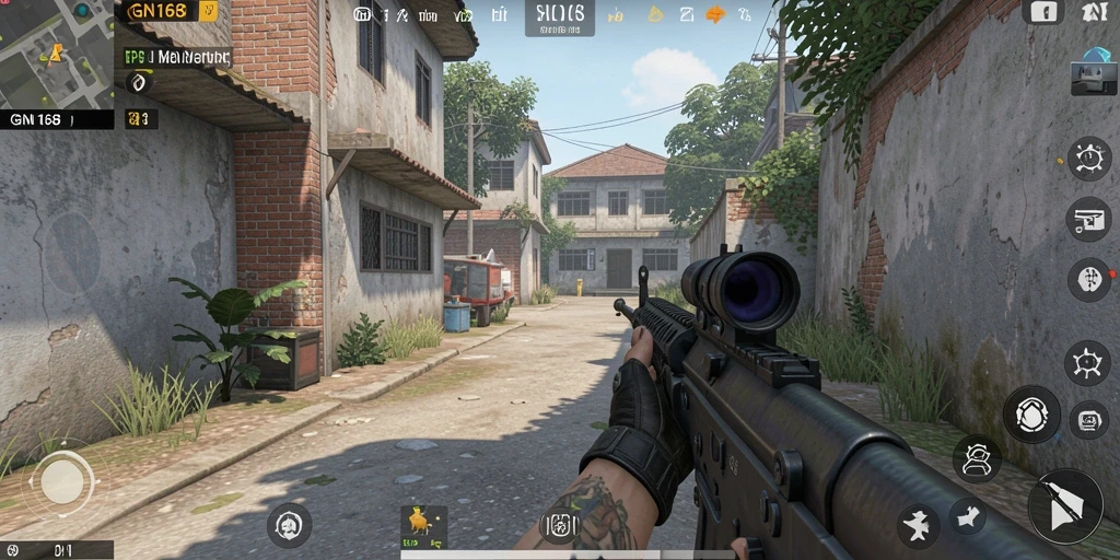 Screenshot gameplay GN168 yang menunjukkan aksi bertempur intens.