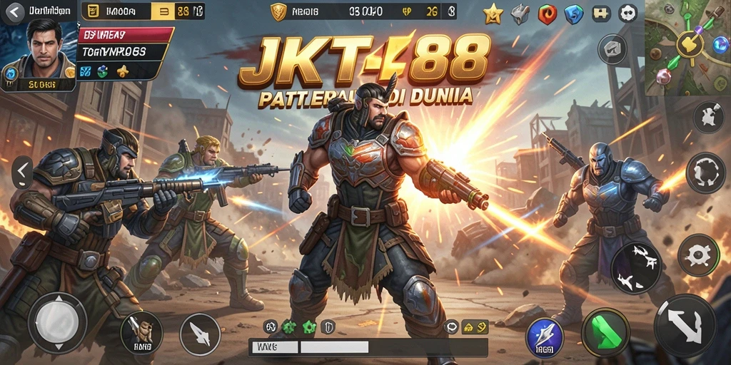 Tampilan gameplay JKT88 yang penuh aksi di arena Battle Royale.