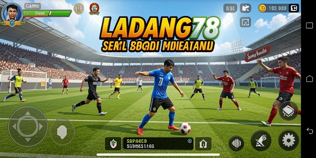 Tampilan gameplay menegangkan dalam LADANG78 dengan aksi sepak bola.