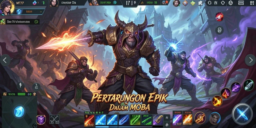 Tangkapan layar gameplay <strong>MT777</strong> yang menunjukkan pertarungan tim yang intens.