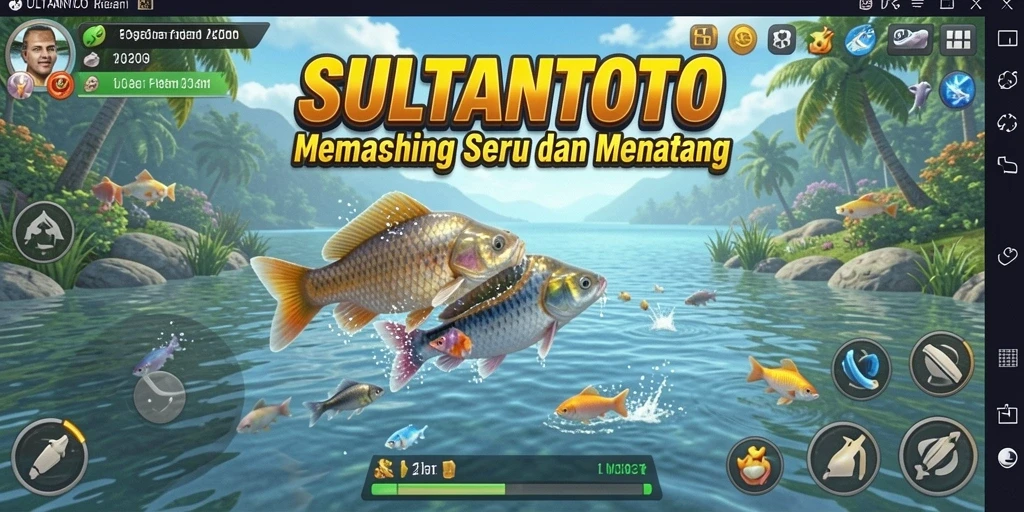 Screenshot gameplay SULTANTOTO menampilkan aksi memancing yang mendebarkan.